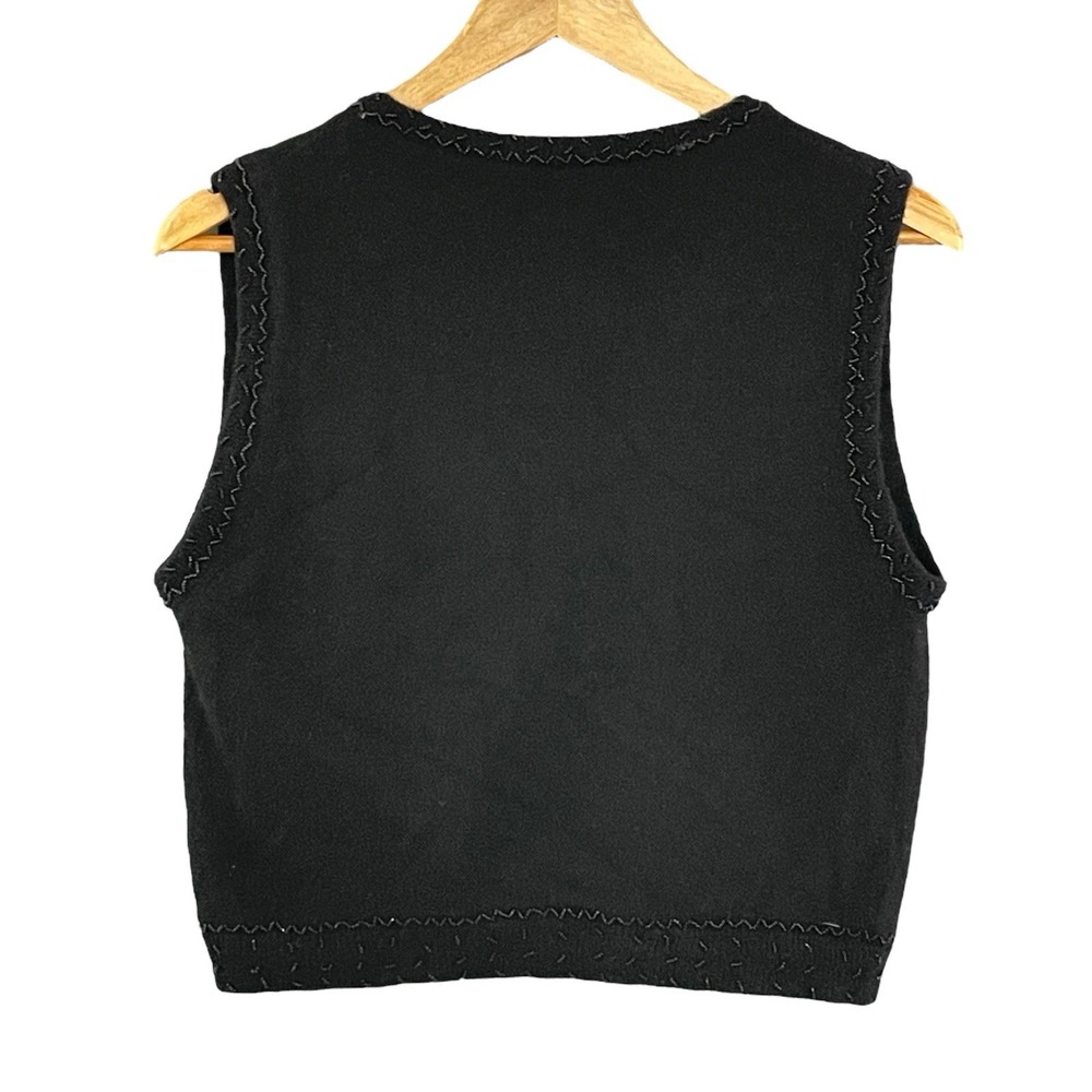 Vintage IDI Mathew H Women Beaded Angora Blend Vest Size M Floral Boxy Hong Kong - Picture 3 of 6